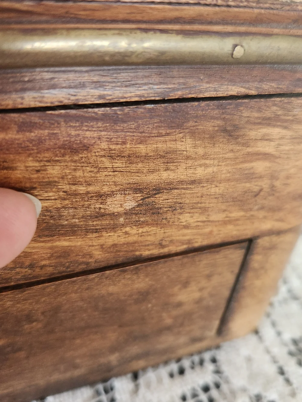 Vintage Wooden Jewelry Box with Brass Accents - Brown